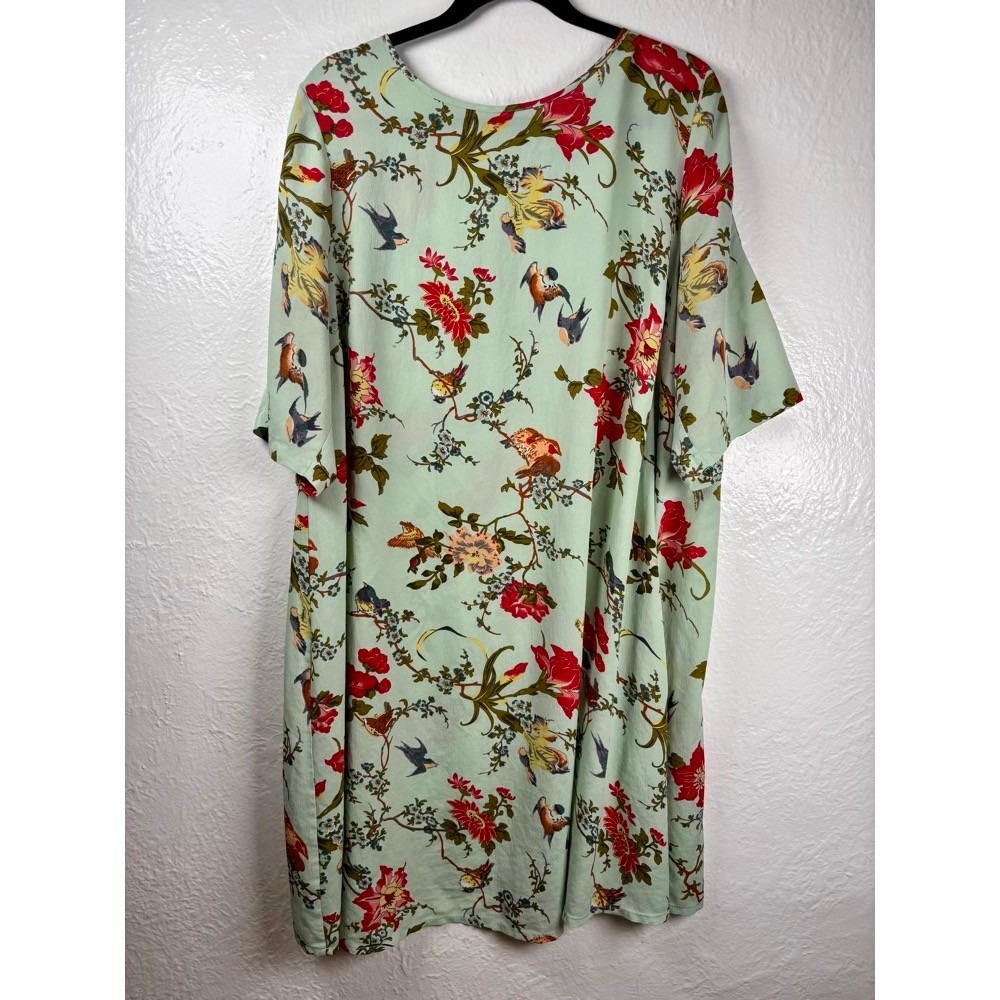 ASOS Curve Floral Bird Print Shift Dress Sz 16‎ Beach Swimsuit Cover-up Romantic